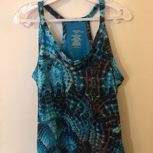 Blue Patterned Workout Tank